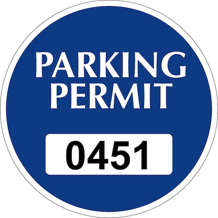 Lustre-Cal Static Cling Parking Permit Dark Blue 3in x 3in  Circle Serialized 450-500, 50PK 253745SCL1BdDi0451